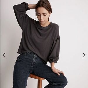 Madewell Dreamiest Knit Long-Sleeve Tee, Medium, Coal